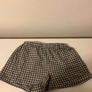 Plaid shorts, a bit of a tight sinch on top, worn but in good condition